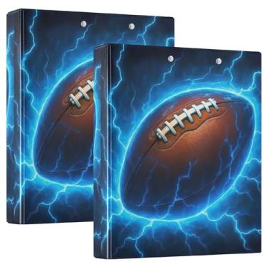 Imagem de Blue Lightning Fichário de 3 anéis de futebol americano de 3 cm comporta 200 folhas fofas pastas de portfólio floral redondo fichário de escritório, 31,5 x 27 x 6 cm, 1 pacote