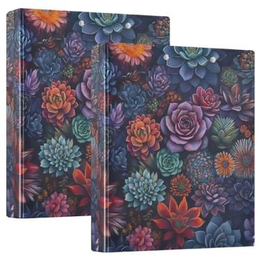 Imagem de Fichários personalizados com 3 anéis de suculentas coloridas, 3 polegadas, comporta 200 folhas, caderno, anel redondo, fichário de receitas, 31,5 x 27 x 6 cm, 1 pacote