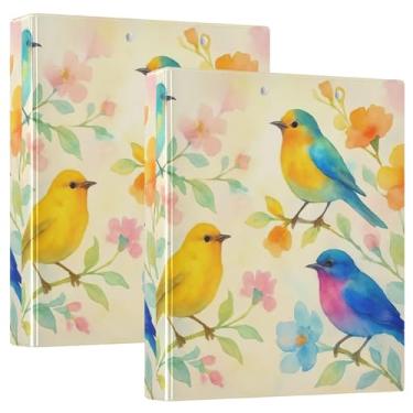 Imagem de Aquarela personalizada pássaros botânicos florais 3 fichários 3,8 cm comporta 200 folhas, portfólio, anel, impressão, anel redondo, receita, fichário, 31,5 x 27 x 6 cm, 1 pacote