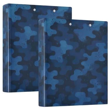 Imagem de Fichários personalizados de camuflagem azul marinho de 3,8 cm, 3 anéis, 200 folhas, fichário de receita de anel redondo, 31,5 x 27 x 6 cm, 1 pacote