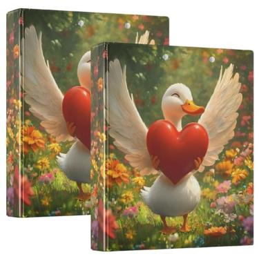 Imagem de Fichários fofos de asas de pato branco, 3 polegadas, 3 argolas, 200 folhas, fichário fofo para prancheta, anel redondo, 31,5 x 27 x 6 cm, 1 pacote