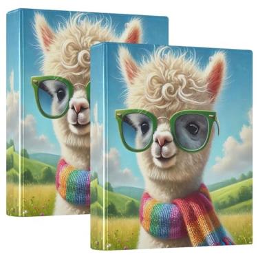 Imagem de Fichários Cool Alpaca com 3 argolas, arco-íris, 3 argolas, 200 folhas, lindos cadernos, floral, redondo, fichário, 31,5 x 27 x 6 cm, 1 pacote