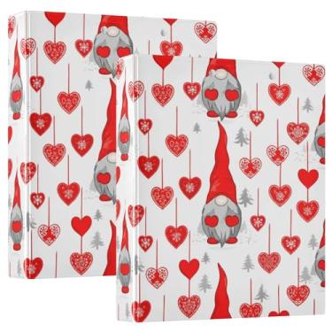 Imagem de Fichários fofos de Natal com 3 anéis vermelhos de gnomo de 3 cm comporta 200 folhas, pastas fofas para cadernos, fichário de receita de anel redondo, 31,5 x 27 x 6 cm, 1 pacote