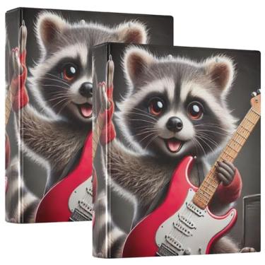 Imagem de Fichário fofo Raccoon Rock, 3 cm, 3 anéis, 200 folhas, fichário colorido, caderno, anel redondo, 1 pacote