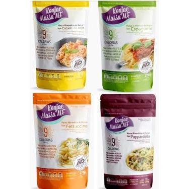 Imagem de Kit 04 Konjac Massas Tipo Cabelo de Anjo,Espaguete,Fettuccine,Pappardelle de 270g