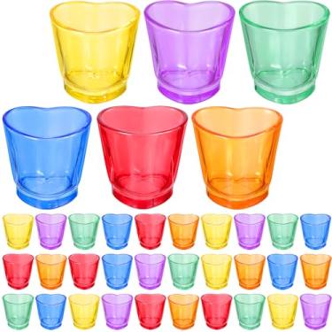 Imagem de Sabary 36 peças de copos de dose em forma de coração dos namorados 42,5 g reutilizáveis copos de dose fofos canecas de cerveja copo de suco copos de degustação de caneca para uísque, tequila, bebidas