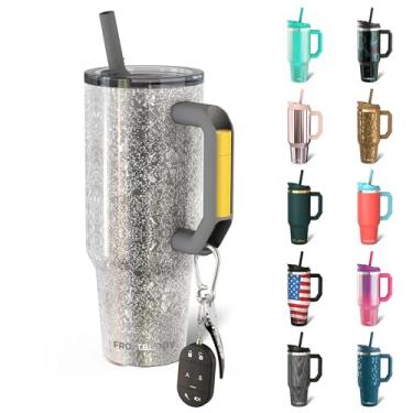 Imagem de Thicc Buddy - Copo isolado a vácuo de aço inoxidável de 1,134 g com tampa e canudo para água - Caneca de viagem compatível com porta-copos - Presentes para mulheres e homens Ele Ela (trenó prateado)