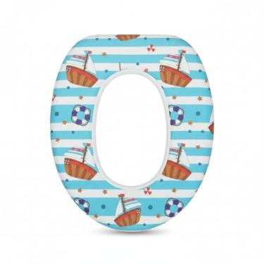 Imagem de Assento Adaptador Infantil para Vaso Sanitário Azul desfralde Segurança e conforto com encaixe adequado