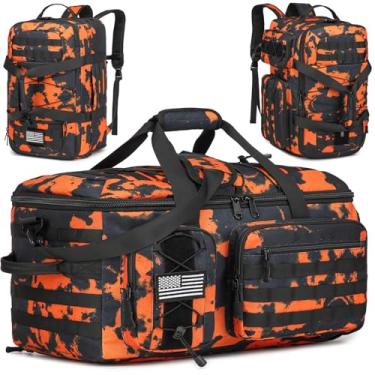 Imagem de Bolsas de ginástica 50L para homens, bolsa de viagem 3 em 1 com compartimento para sapatos, mochila militar tática para uso noturno, academia, viagem, treino