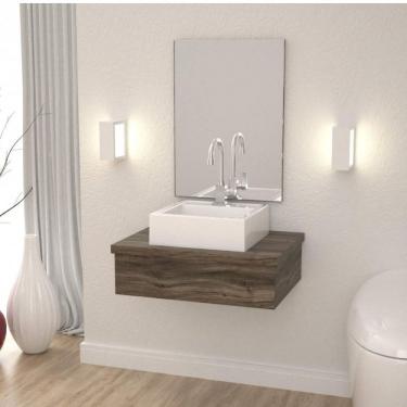 Imagem de Conjunto Para Banheiro Gabinete Com Cuba Q35 600w Metrópole Compace Carvalho Dark