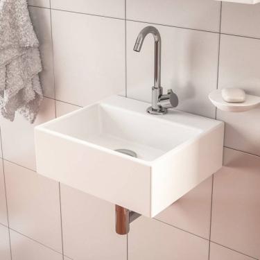 Imagem de Conjunto para Banheiro Cuba Suspensa e 1 Torneira Branco