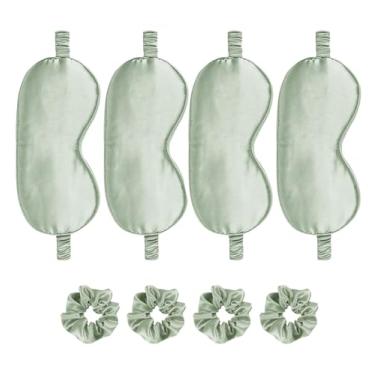 Imagem de Máscara de cetim para os olhos, 8 peças, máscaras de seda para dormir, sombra de olhos sedosa, blecaute, cobertura para olhos, laços de cabelo, presentes de casamento