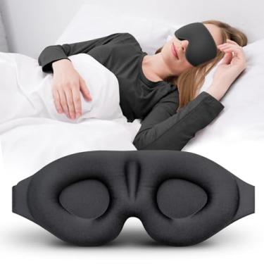 Imagem de Máscara de dormir para dormir de lado com alça ajustável, máscara para dormir 3D com bloqueio de luz completa para escurecimento total, macia e respirável para viagens, escritório, uso doméstico