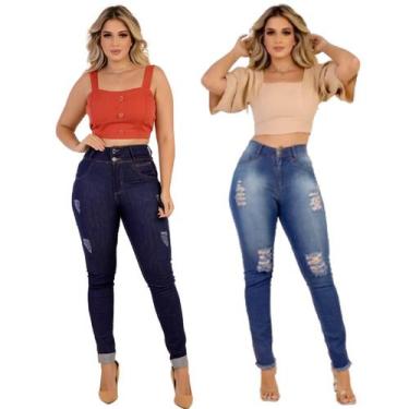 Imagem de  Kit Com 2 Calças Feminina Jeans Modelo Skinny Estilo Casual - Afrodit