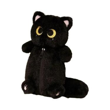 Imagem de Estojo De Lápis De Pelúcia Grande Capacidade Gato Siamês, Bolsa De Mat