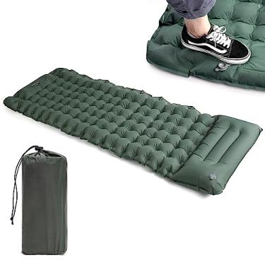 Imagem de Daitore Almofada de dormir para acampamento, colchão ergonômico extra grosso de 9 cm com bomba embutida, leve e compacto para mochila, caminhada, barraca