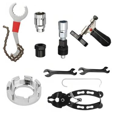 Imagem de menolana Kit de ferramentas para bicicleta com 9 peças: Removedor de pinhão, Removedor de movimento central profissional, Extrator de pedivela para remoção de
