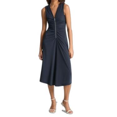Imagem de Michael Kors Vestido midi feminino sem mangas, Azul-escuro, 3G