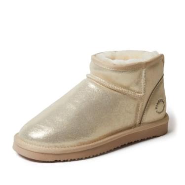 Imagem de Fireside by Dearfoams Bota feminina Riverland Shearling forrada com pele no tornozelo, Dourado, 9