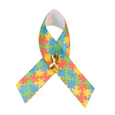 Imagem de 1/2/5/10/25 peças Broche de conscientização da fita do autismo - Celebre a conscientização do autismo com nosso broche de lapela de peça de quebra-cabeça - Apoie a defesa e conscientização - Presente