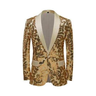 Imagem de Blazer Masculino Slim Fit Verde Com Lantejoulas De Alta Qualidade Moda