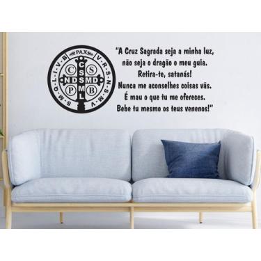 Imagem de Adesivo de Parede Oração São Bento Medalha Religiosa Decoração Quarto 