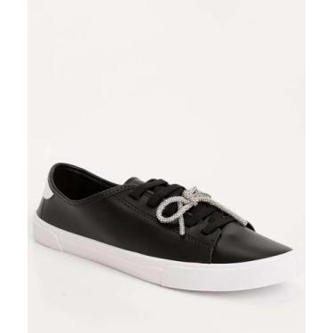 Imagem de Tênis Casual Feminino Laço Strass Moleca-15961, Preto, 36