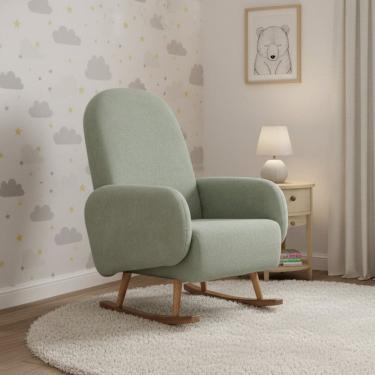 Imagem de Poltrona de Amamentação Bouclé Balanço Wave Verde Claro