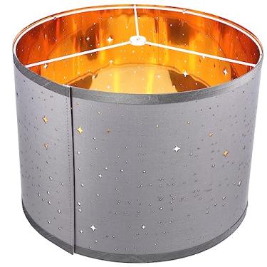 Imagem de Abajures de tecido Star Drum Abajures ocos para abajur de mesa Clipe na lâmpada Lustre Abajures de substituição para ao lado da mesa Abajur de parede preto (Color : Grey)
