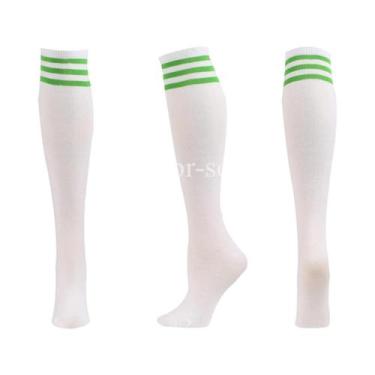 Imagem de Meias De Compressão Antiderrapantes Até O Joelho Listradas Para Futebo