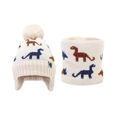 Imagem de Conjunto De Gorro E Cachecol De Tricô Infantil 2 Peças Para Inverno Ao