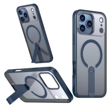 Imagem de SFDSUH Capa magnética translúcida com suporte para iPhone 16e (Azul)