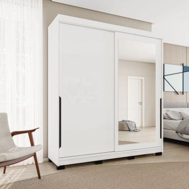 Imagem de Guarda-roupa Casal 2 Portas Correr com Espelho Madrid Branco