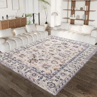 Imagem de WARM HAVEN Tapete lavável: Tapete 20 x 25 cm Fácil de limpar na máquina de lavar e aspirar - Tapete macio para sala de estar, cozinha e quarto bege..