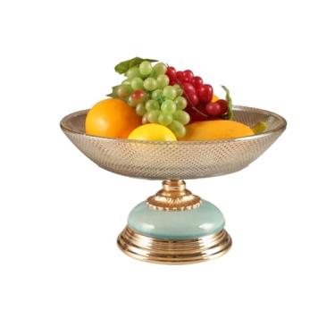 Imagem de Tigelas de frutas de vidro cristal para mesa de centro de mesa, tigelas de lanche, bandejas de frutas, bandejas de servir festas, doces e sobremesas, decoração de mesa de café, suporte de frutas