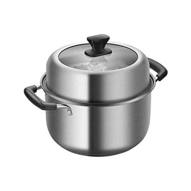 Imagem de U5GAAALPPQ9 Panela grande de aço inoxidável com tampa espelhada panela polida com tampa panela pesada com tampa panela grande com tampa panela de saúde