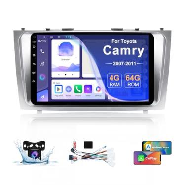 Imagem de AMEROBO Estéreo automotivo 4 + 64 G para Toyota Camry 2007-2011 com Carplay Android Auto, rádio com tela sensível ao toque de 9 polegadas com conexão espelhada, Bluetooth, GPS, Wi-Fi, rádio GPSFM e