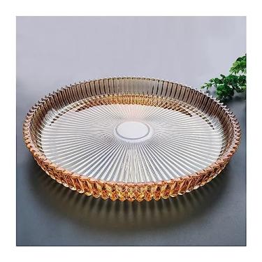 Imagem de Tigela de frutas criativa de vidro cristal bandeja redonda grande bandeja de chá conjunto de casa sala de estar leve bandeja de frutas estilo luxuoso prato de frutas