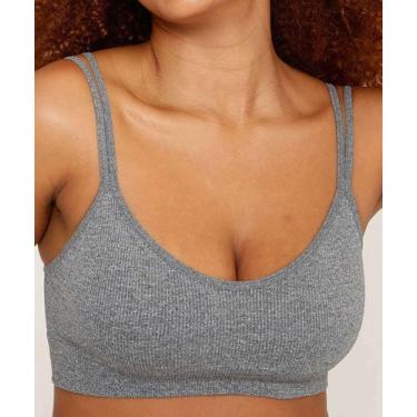 Imagem de Sutiã Top Sem Bojo Canelado Alças Finas DelRio-12850, Cinza, G