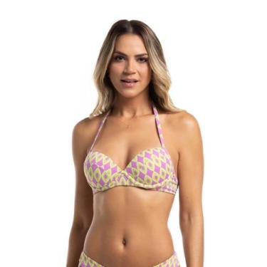 Imagem de Top Meia Taça Estampado - Cor De Cacau, P, Geométrico doce amor