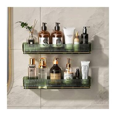 Imagem de Rack de armazenamento de chuveiro, 2 prateleiras de plástico, prateleiras de armazenamento de artigos de higiene simples, prateleiras de armazenamento de plástico transparente, não perfuradas