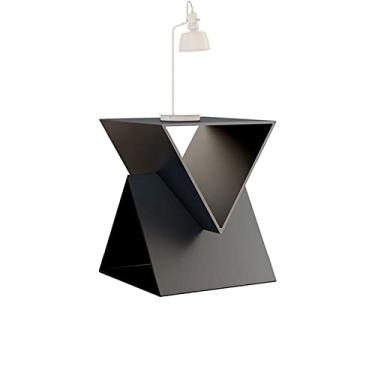Imagem de Mesa de canto pequena moderna, mesa lateral de metal, mesa de cabeceira de 3 níveis, mesa lateral de sofá, mesa lateral de sofá, à prova d'água, para uso interno e externo, para sala de estar, quarto