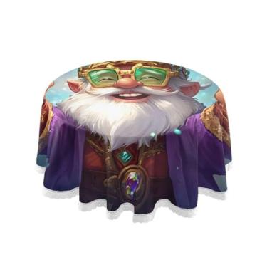 Imagem de Qilmy Toalha de mesa redonda de palmeira de treliça verde, 152 cm, resistente à água, à prova de derramamento, capa de mesa grande para jantar de reunião de família em ambientes internos e externos