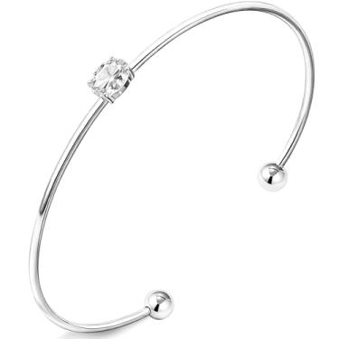 Imagem de Poxtex Pulseira de ouro para mulheres, delicada pulseira banhada a ouro real 14 K, não mancha, à prova d'água, fofa, moderna, simples, de zircônia, cúbica, joias, presente para o dia das mães e Natal