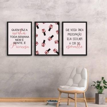 Imagem de Kit Quadro Decorativo Esmalteria 45x34cm 3 Peças
