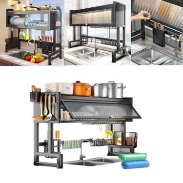 Imagem de Escorredor de Cozinha Sobre a Pia Inox  Rack Organizador para Louças e