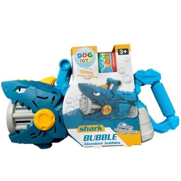 Imagem de Pistola de Bolhas Tubarão, Máquina de Bolhas com Frasco 70ml, Azul, Recomendado para Crianças a Partir de 3 Anos