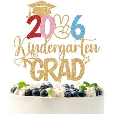 Imagem de Gold Glitter 2026 Kindergarten Grad Cake Topper, Straight Outta Kindergarten/Out Pre-K, 2026 Pre-K Graduation Party Decorations Supplies