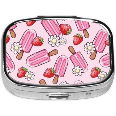 Imagem de Caixa de comprimidos para sorvete, 2 compartimentos, estojo pequeno para pílulas, portátil para bolso ou bolsa, organizador de pílulas, porta-comprimidos com espelho para guardar vitaminas
