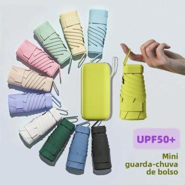 Imagem de Guarda-chuva Mini Dobrável UPF50+ De Vinil Para Viagem, Guarda-chuva D